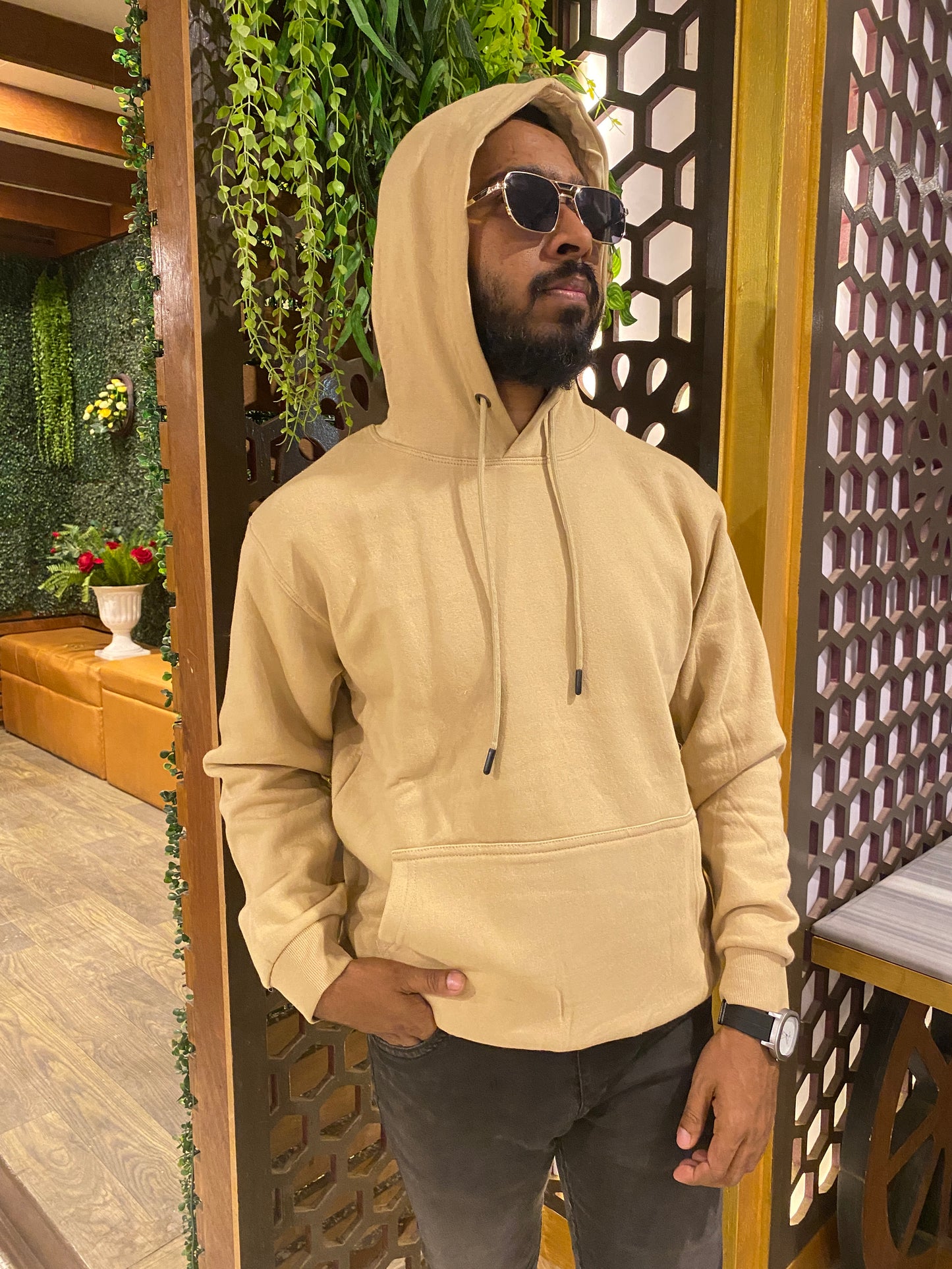 White Solid color Hoodie