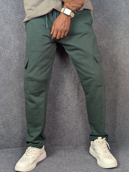 Baggy 6 Pocket Bottle Green Turkish Cotton Joggers