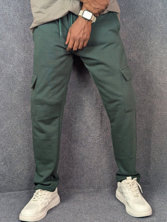 Baggy 6 Pocket Bottle Green Turkish Cotton Joggers