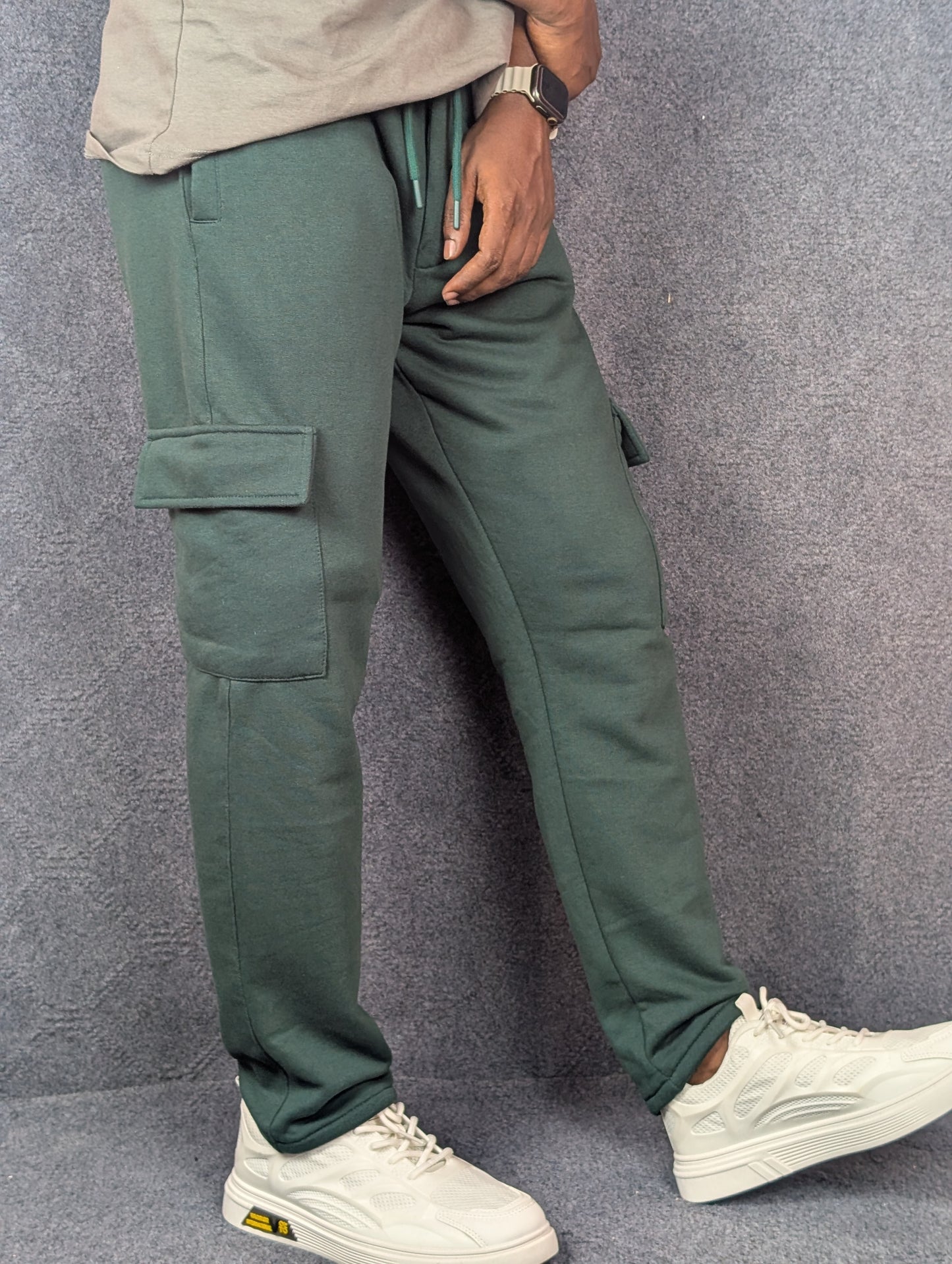 Baggy 6 Pocket Bottle Green Turkish Cotton Joggers