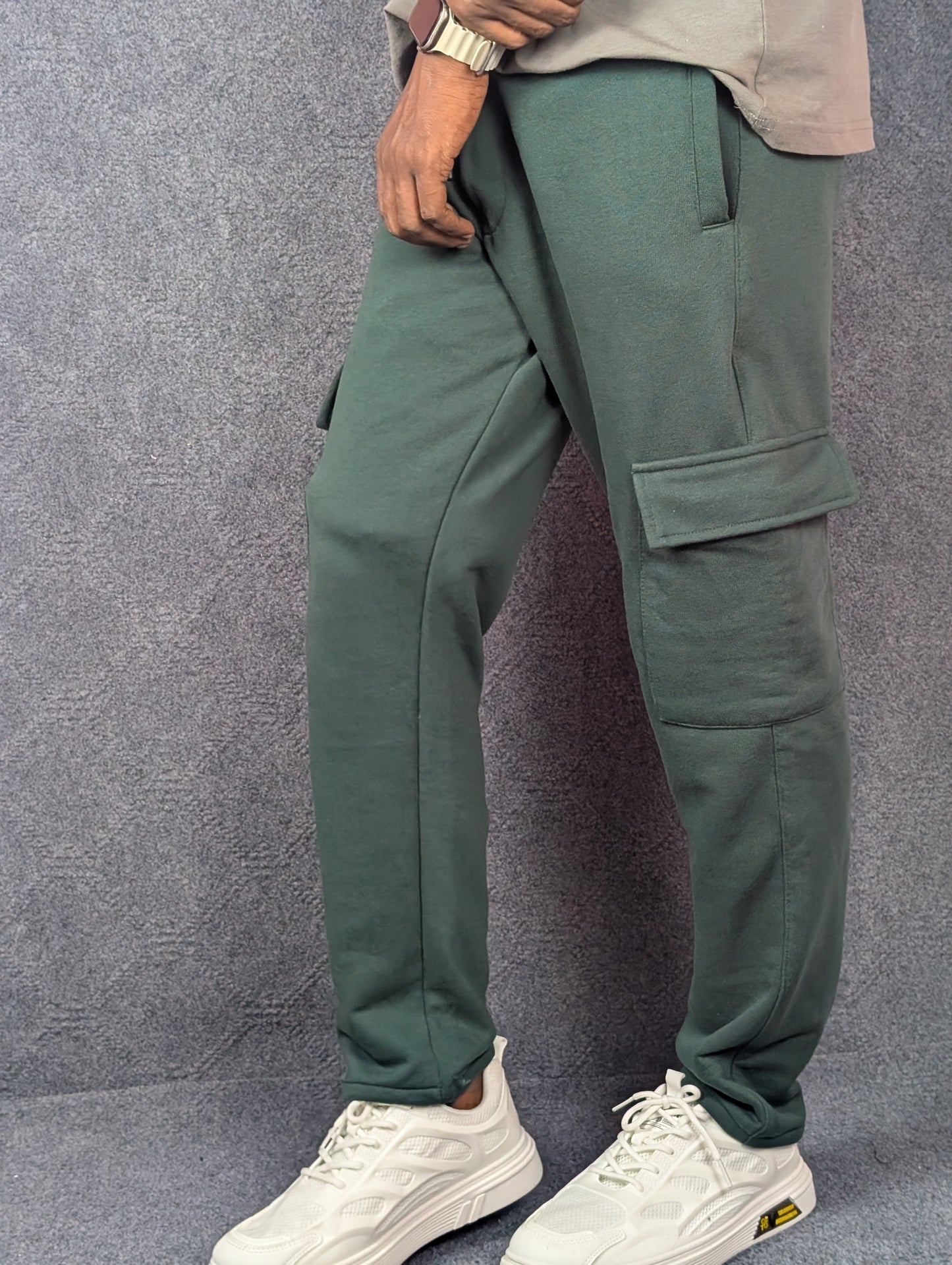 Baggy 6 Pocket Bottle Green Turkish Cotton Joggers