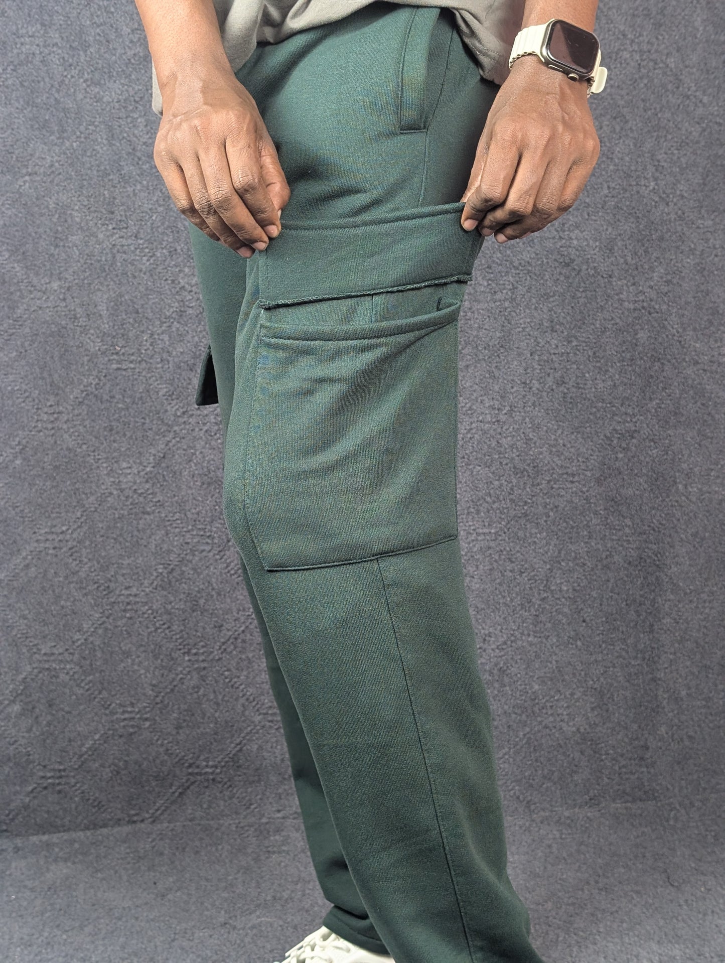 Baggy 6 Pocket Bottle Green Turkish Cotton Joggers