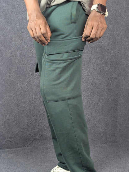 Baggy 6 Pocket Bottle Green Turkish Cotton Joggers