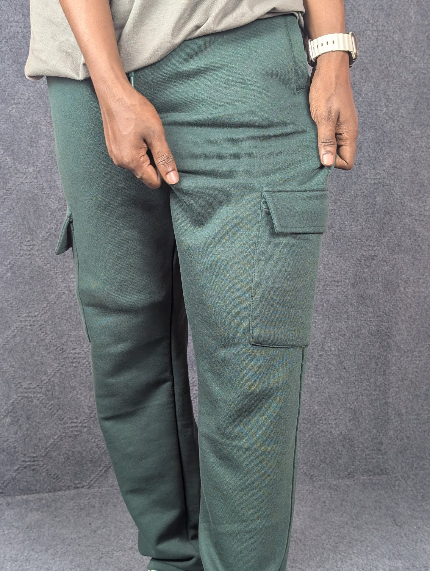 Baggy 6 Pocket Bottle Green Turkish Cotton Joggers