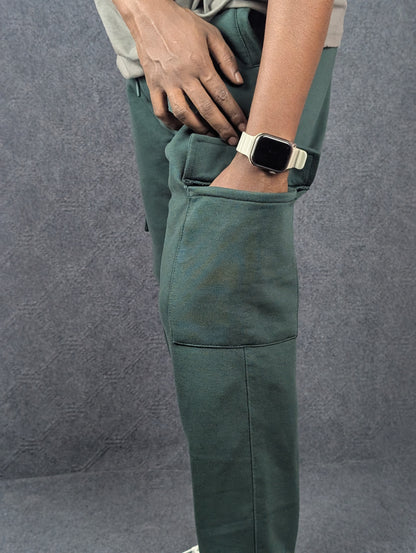 Baggy 6 Pocket Bottle Green Turkish Cotton Joggers