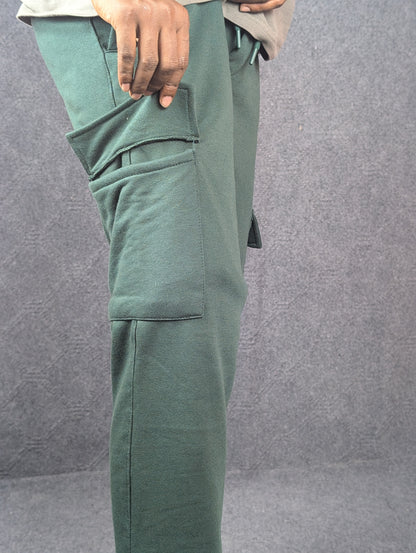 Baggy 6 Pocket Bottle Green Turkish Cotton Joggers