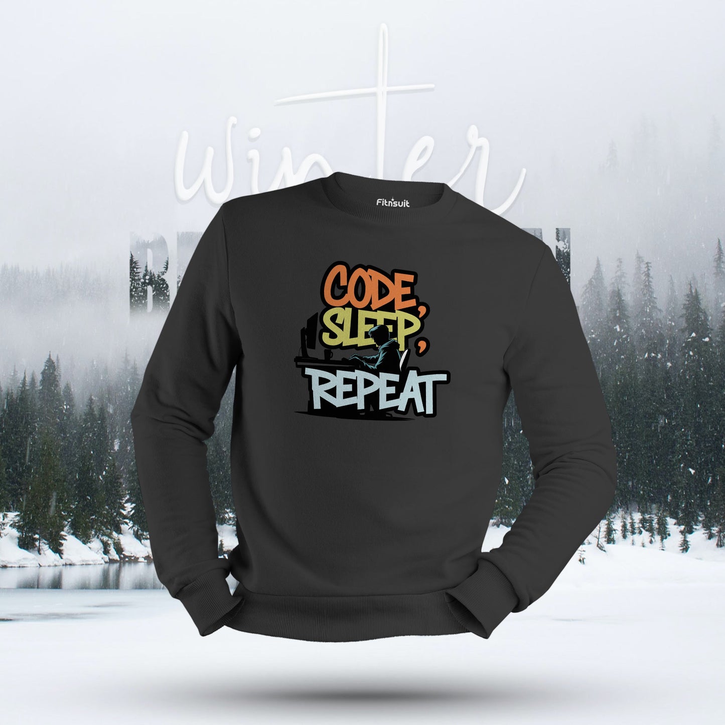 Code Sleep Repeat Skyline Graphic Hoodie & Sweatshirt