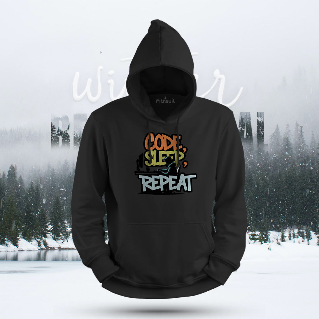 Code Sleep Repeat Skyline Graphic Hoodie & Sweatshirt