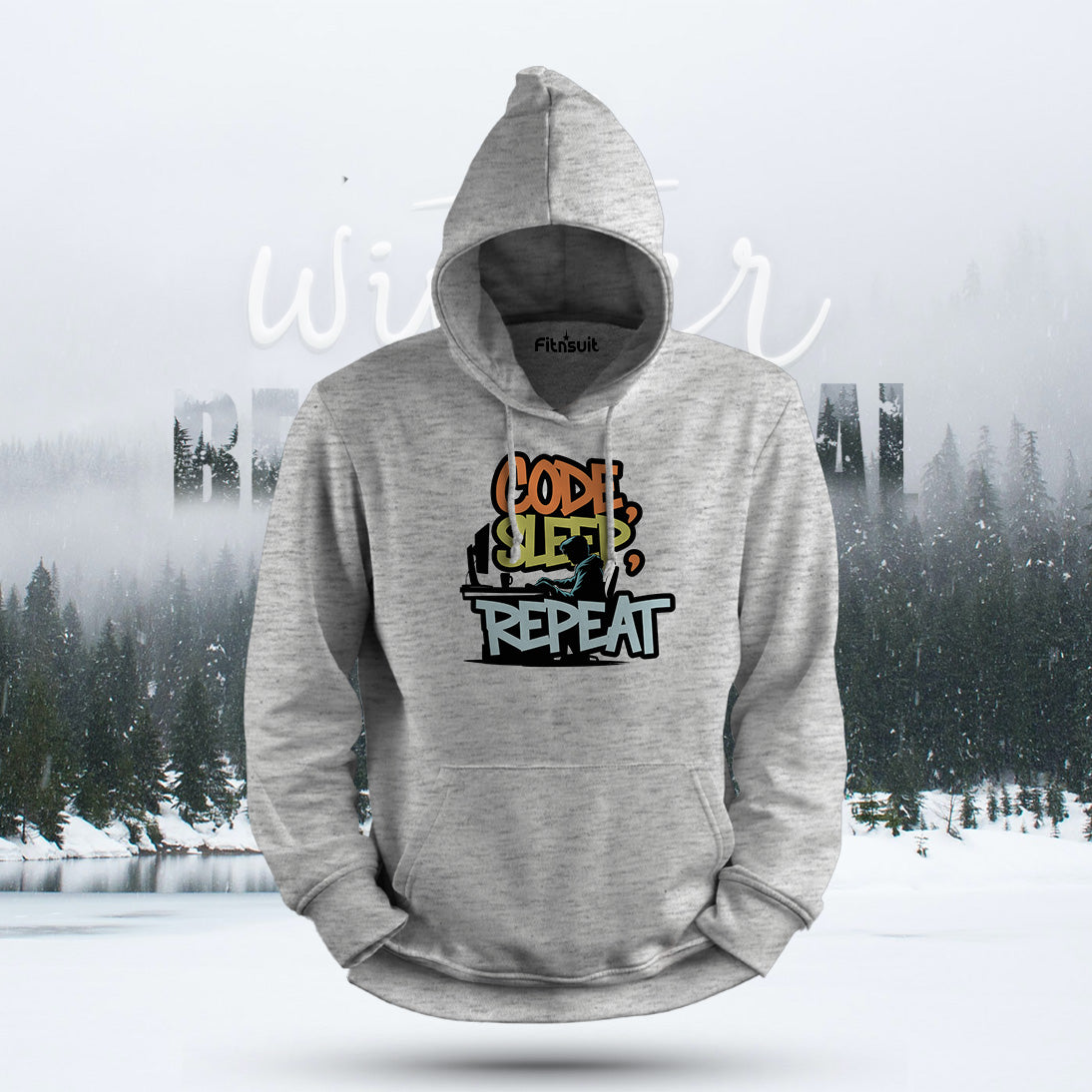 Code Sleep Repeat Skyline Graphic Hoodie & Sweatshirt