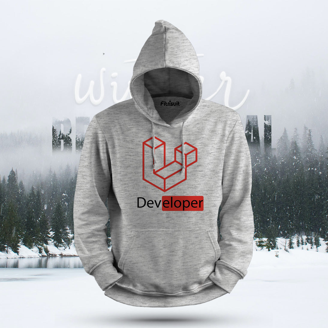Laravel Developer Red Cube Logo Hoodie & Sweatshirt