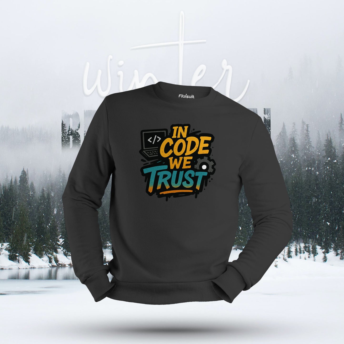In Code We Trust Modern Design Hoodie & Sweatshirt