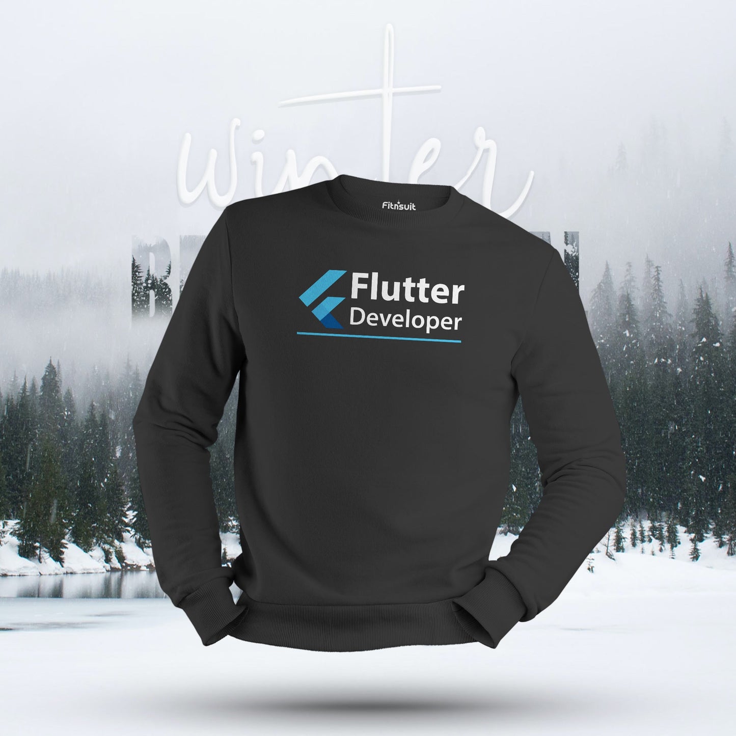 Flutter Developer Blue Logo Hoodie & Sweatshirt