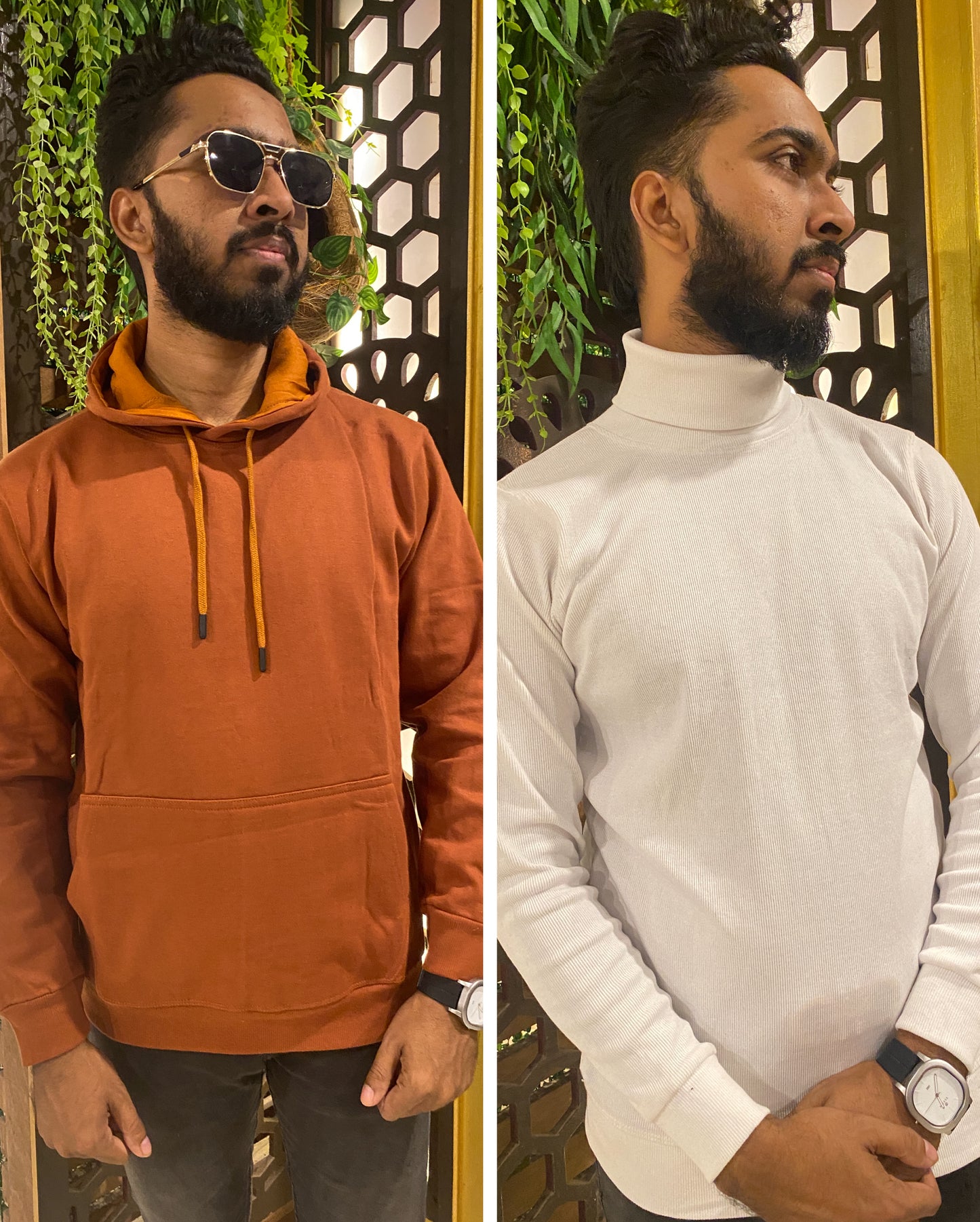 White Solid color Hoodie